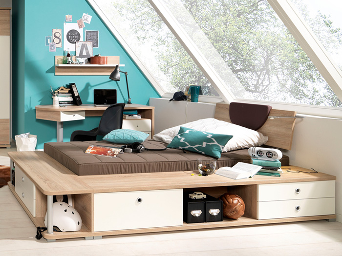 Jugendzimmer in türkis